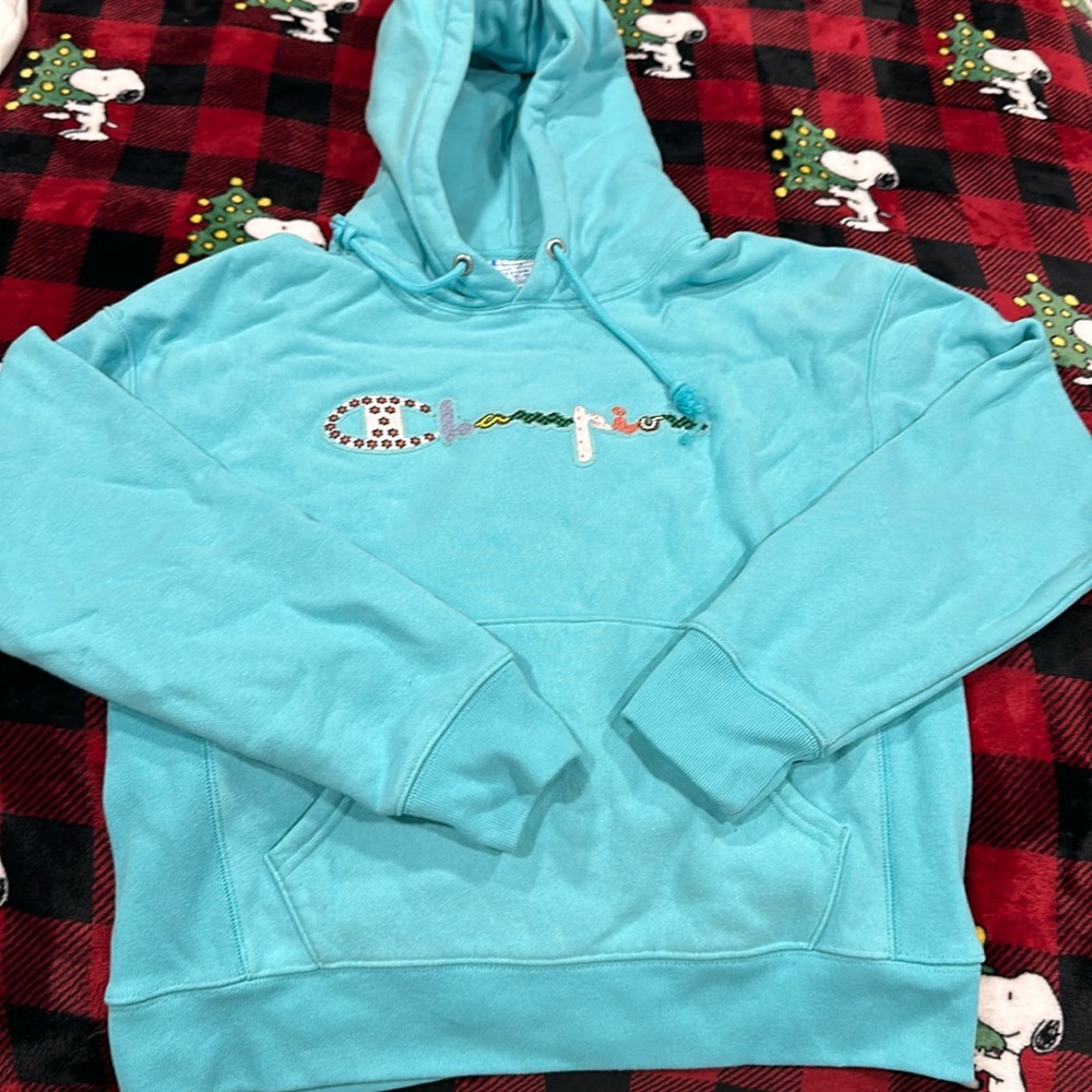 Blue champion reverse weave hoodie